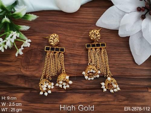 chain fall on bar antique earrings detail